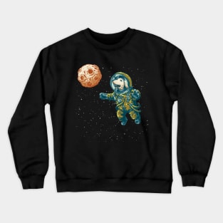 Space Dog with Planet Ball Crewneck Sweatshirt